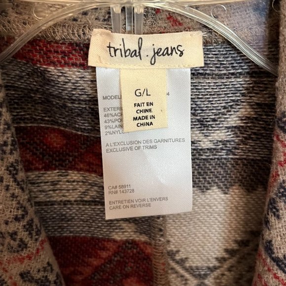 Tribal Jeans Southwest-Inspired Long Woven Vest with Cascading Front Lapel - Picture 4 of 6